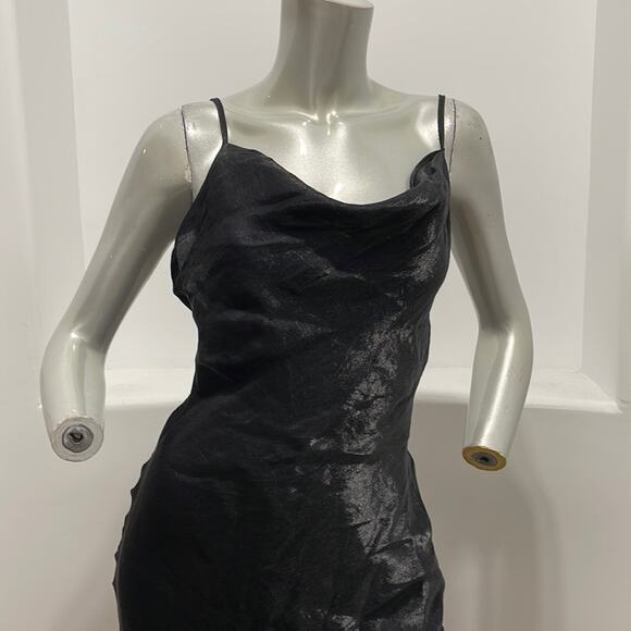 Rise of Dawn Spaghetti Strap Slip Maxi Dress Black Shimmering Size XS NWT - Picture 5 of 13